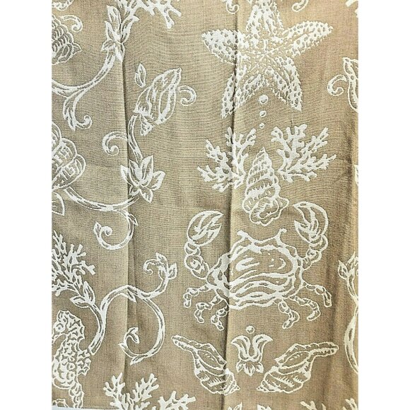 Sea Star Crab Coral Designer Upholstery Fabric Reversible Brown Brige - Picture 4 of 9